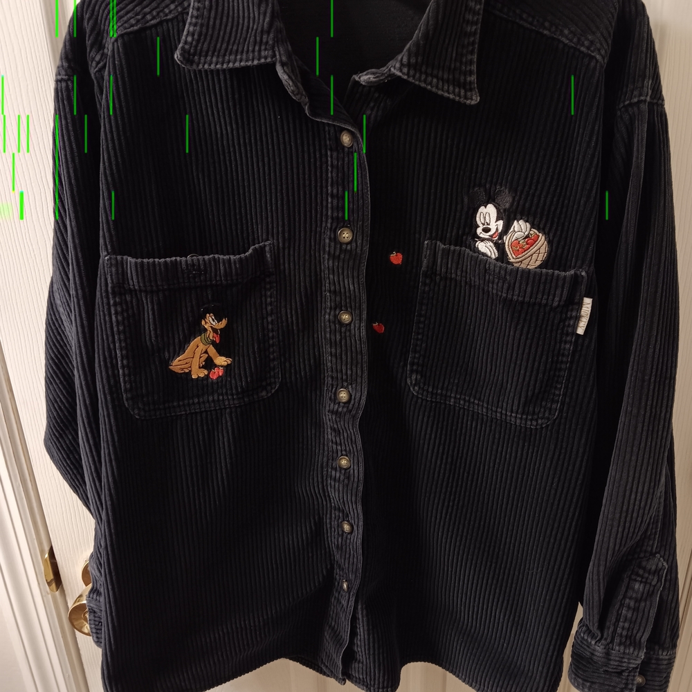Vintage Mickey Unlimited Corduroy Shirt  Large Black Jerry Leigh Design Preowned